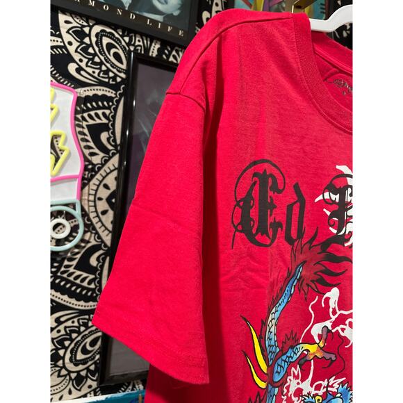 Ed Hardy Dragon Oversized Y2K Streetwear Deadstock Short Sleeve Tee Red Medium - Picture 5 of 8